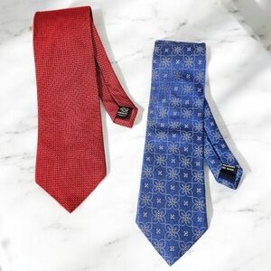 Vitaliano Elegant Men's 100% Silk Red and Blue Patterned Men's Ties
